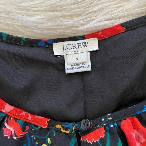 J. Crew Black Red Floral Sleeveless Flutter Sleeve Dress - Picture 11 of 11